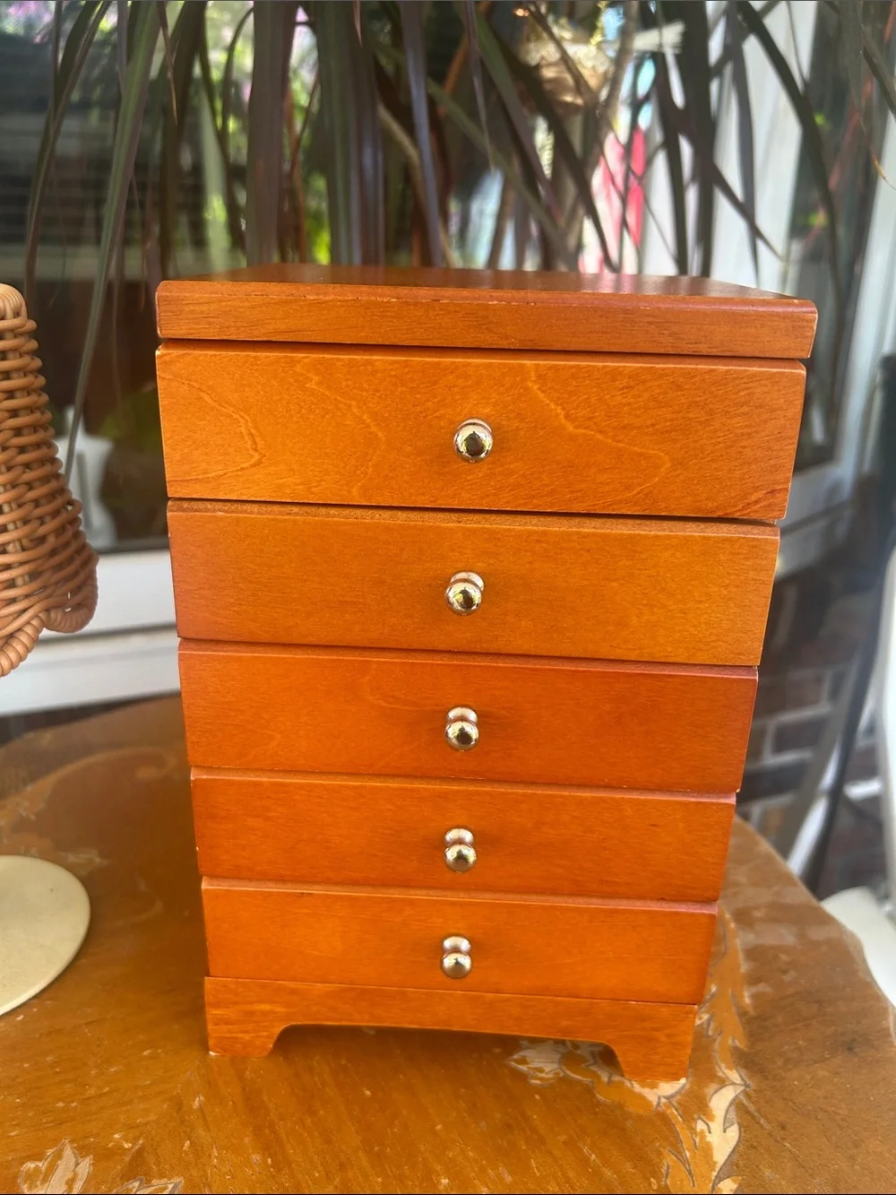 Wooden 5-Drawer Jewelry Armoire Chest